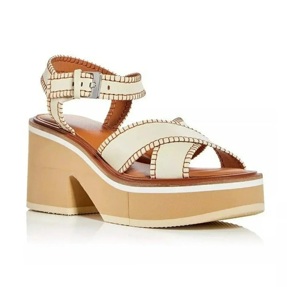 Clergerie Women's Charline Crisscross Stitch Platform Sandal Size 35.5 MSRP $625 - Picture 1 of 9